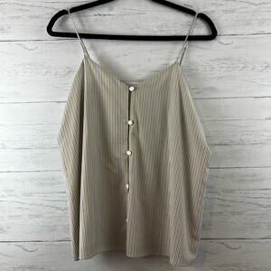 Prose & Poetry Striped Button Tank Top Size S
